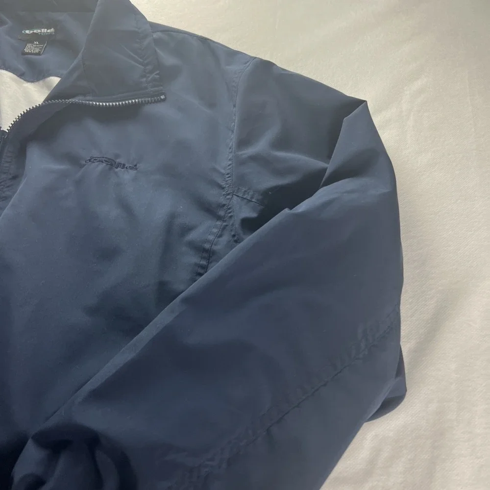 Bolle Tennis Mens Jacket Size XL Wind Breaker Full Zip Navy Blue Pockets B38